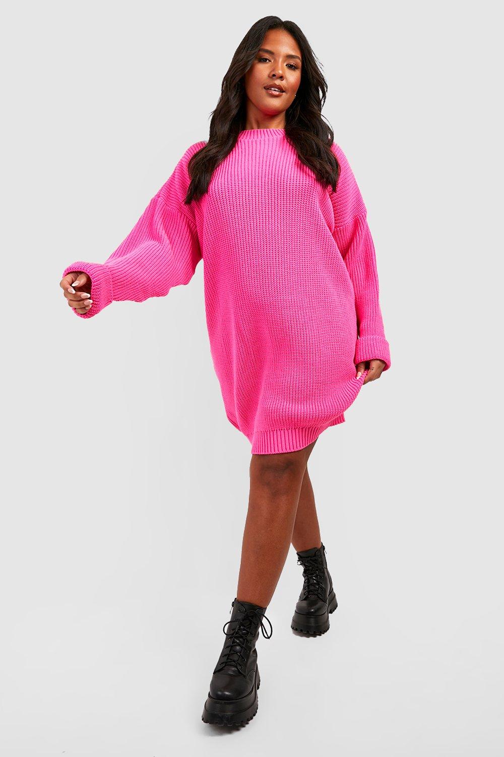 Plus size pink 2025 sweater dress